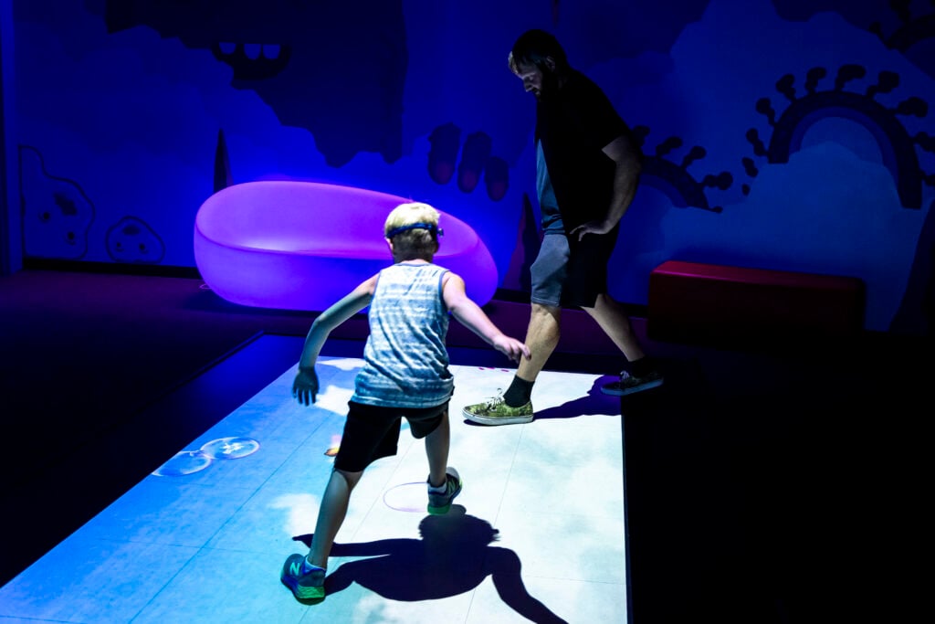 Families play at the Iowa Children's Museum during a marketing content day, Monday, Aug. 18, 2025, in Coralville, Iowa.  MANDATORY CREDIT: Joseph Cress/Think Iowa City